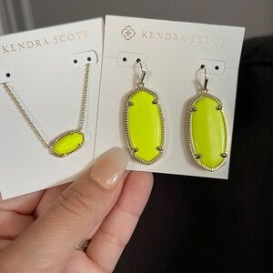 Kendra Scott neon yellow Jewelry Set